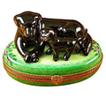 Black Labrador and Puppy Collectible, a hand-painted Limoges porcelain gift