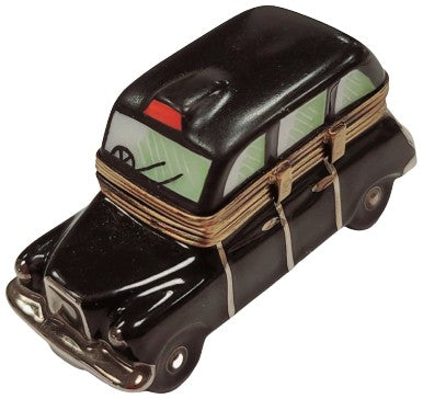 Black Taxi Limoges Box Figurine for Urban Collectors, a hand-painted Limoges porcelain gift