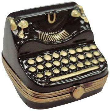 Black Typewriter Limoges Box for Collectors, a hand-painted Limoges porcelain gift