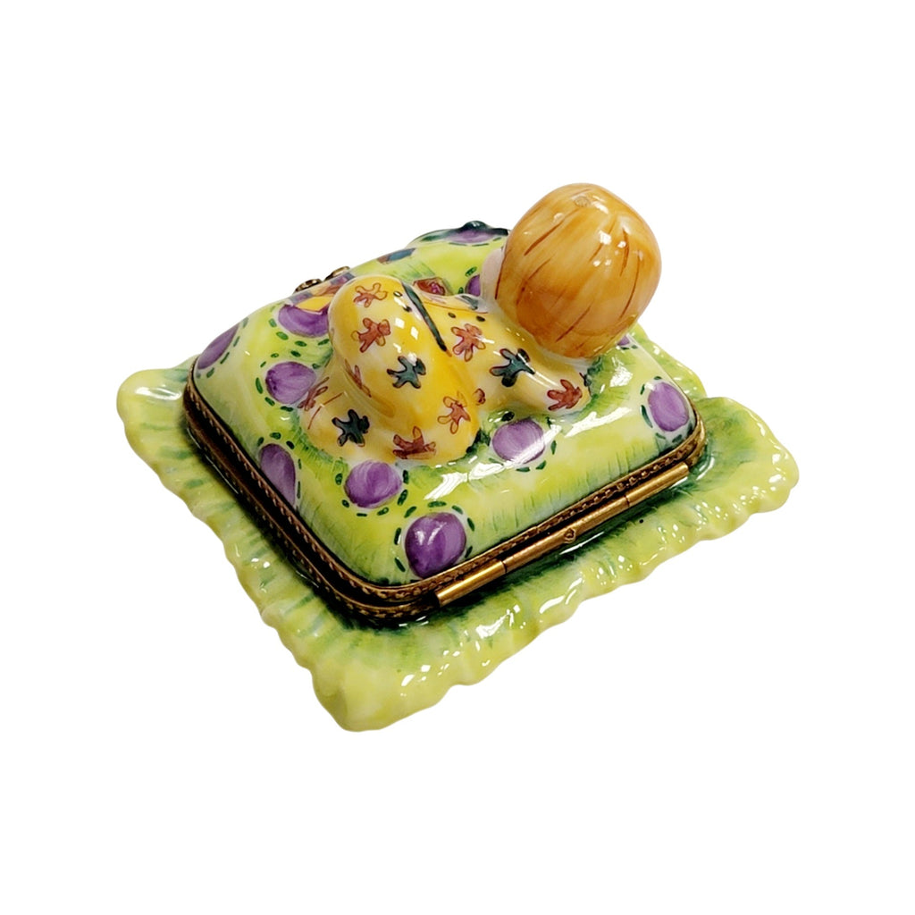 Baby on Pillow Limoges Box Figurine, view 4