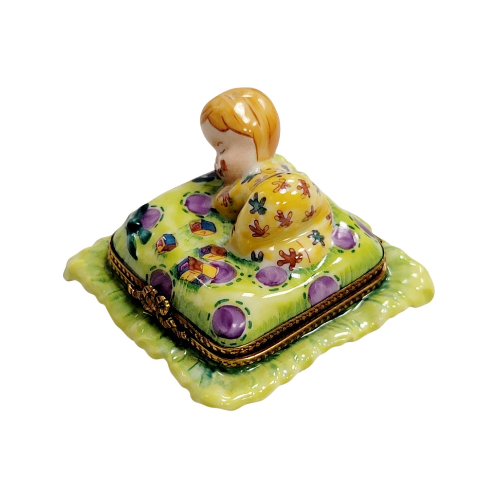 Baby on Pillow Limoges Box Figurine, view 5