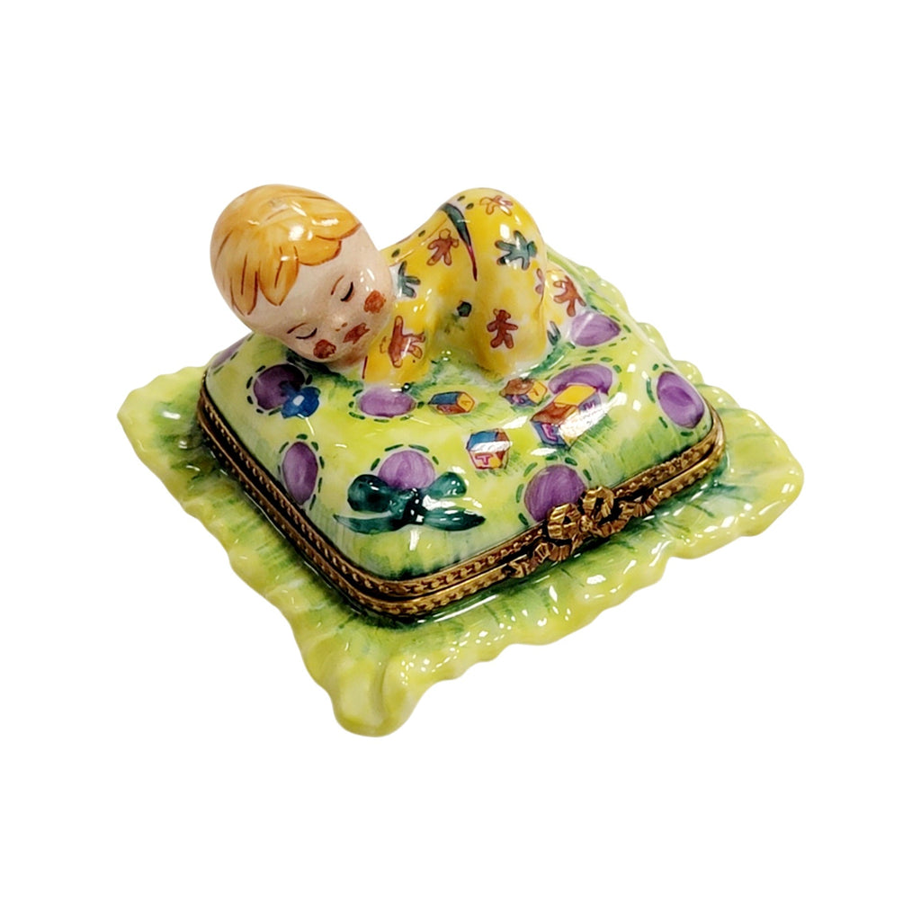 Baby on Pillow Limoges Box Figurine, view 6
