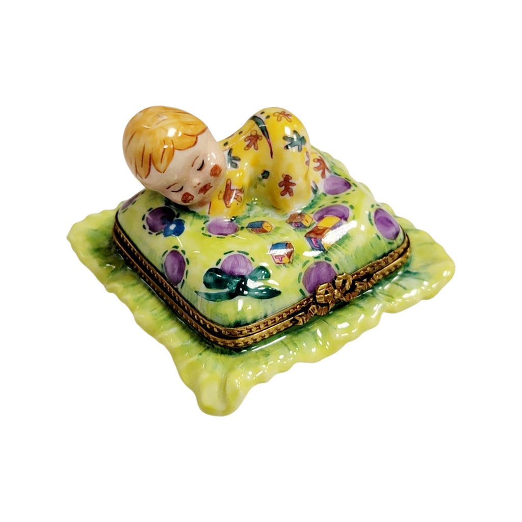 Baby on Pillow Limoges Box Figurine, view 7