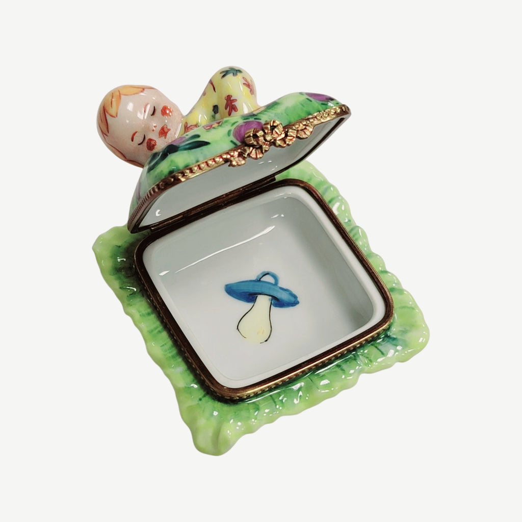 Baby on Pillow Limoges Box Figurine, view 8
