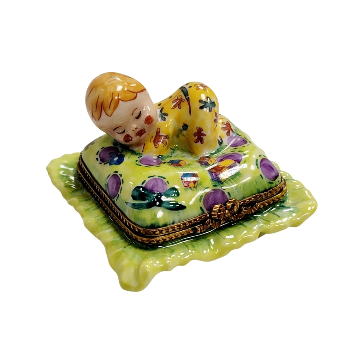 Authentic Baby on Pillow Limoges box, hand-painted in France, from Limoges Boutique