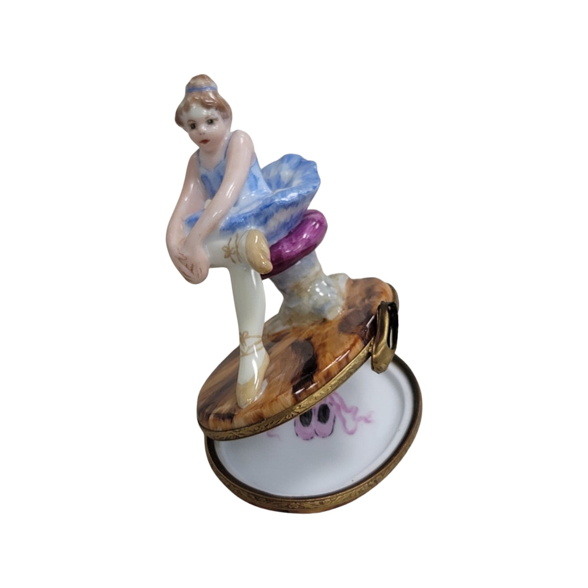 Blond Blue Ballerina Limoges Box, view 2