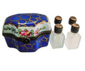 Blue 4 Perfume Boxes Porcelain Limoges Porcelain Art Object, a hand-painted Limoges porcelain gift