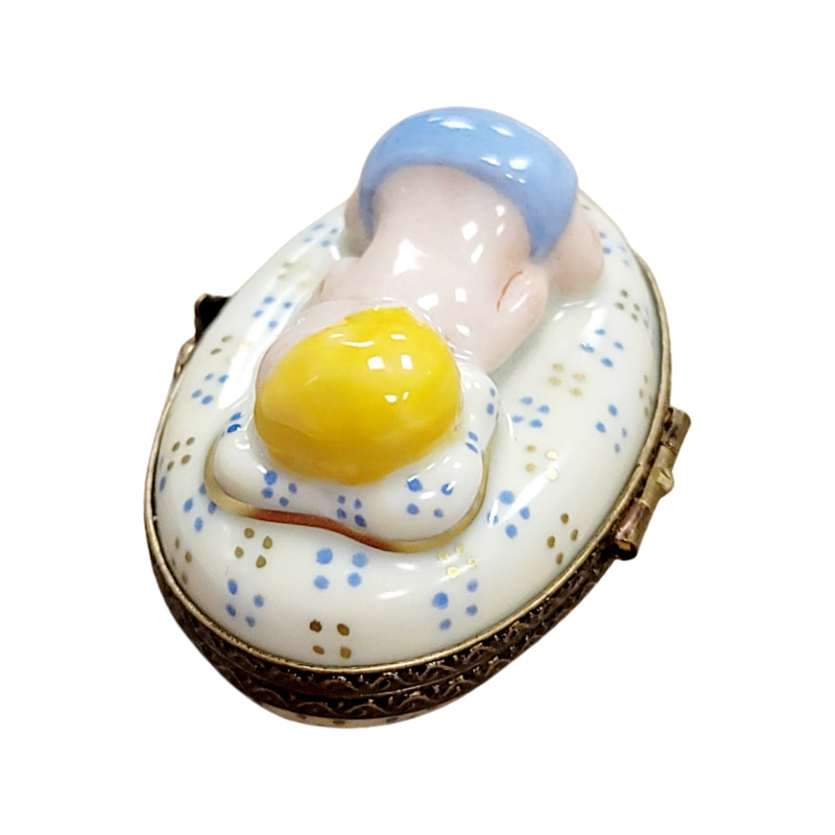 Blue Baby Sleeping 1 Dream for Newborn Limoges box, an heirloom-quality piece for collectors