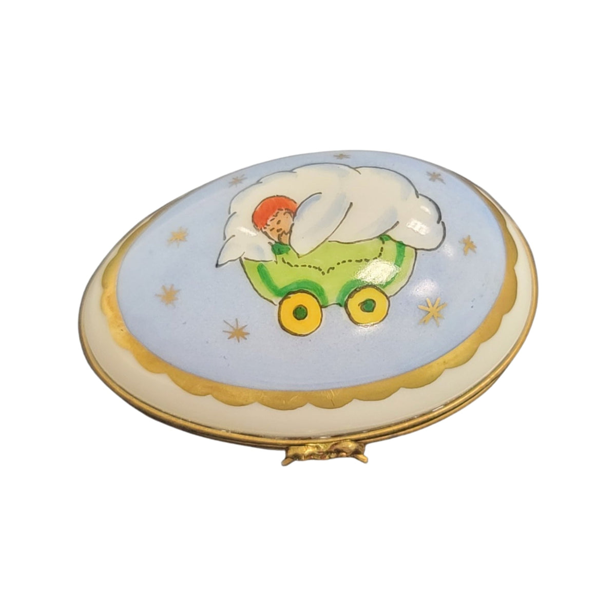 Genuine Blue Baby Egg Limoges box painted by hand in France, from Limoges Boutique