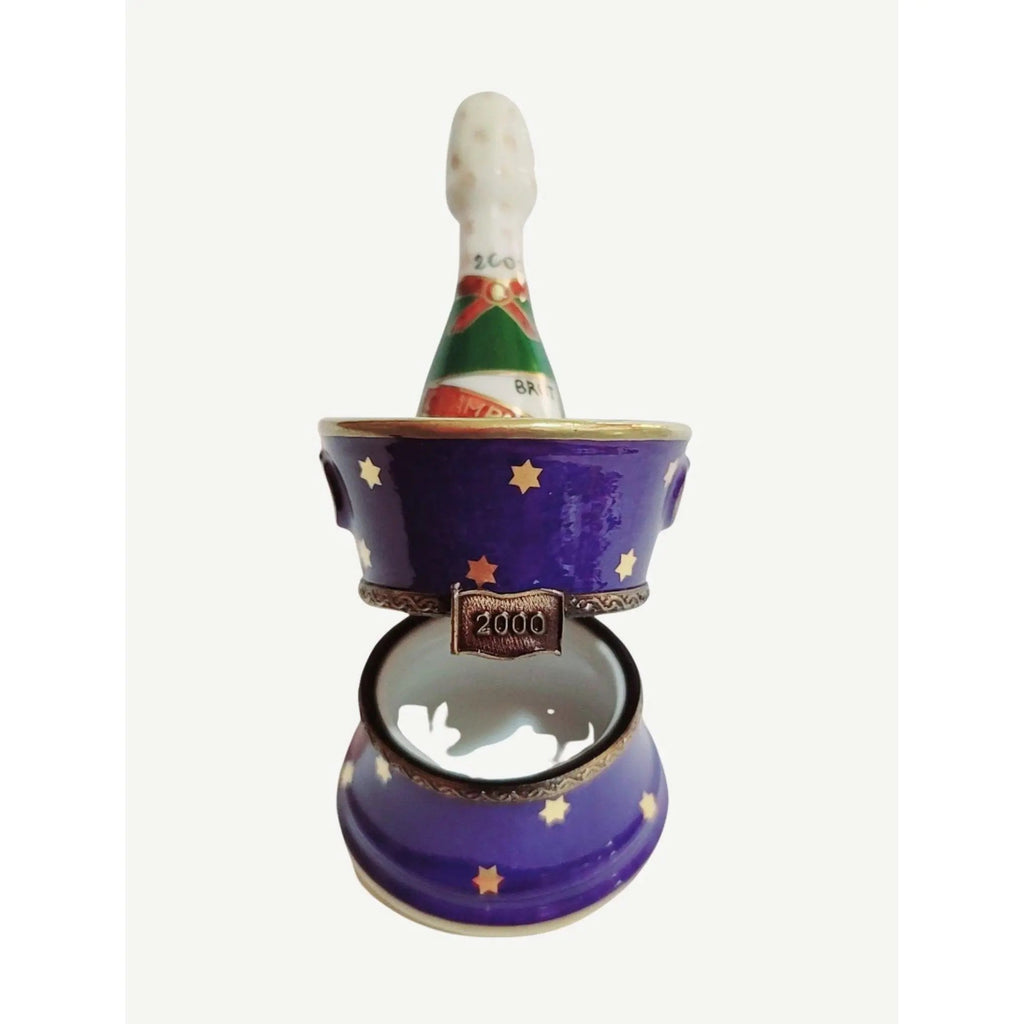 Gift idea for someone who loves France: Blue Bucket of Brut Champagne on Ice Limoges box