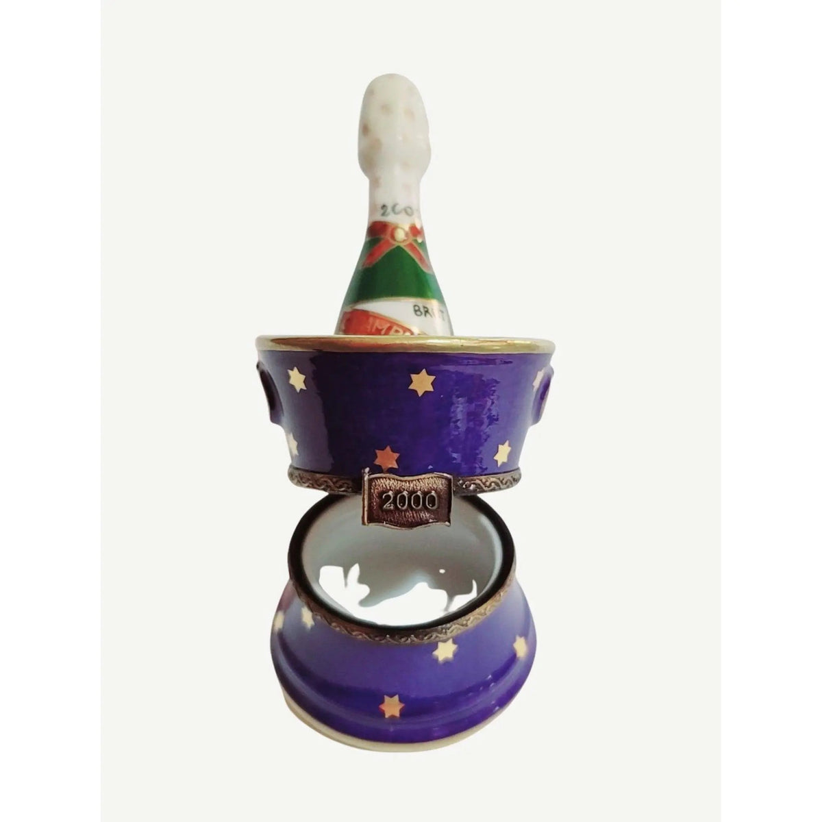 Gift idea for someone who loves France: Blue Bucket of Brut Champagne on Ice Limoges box