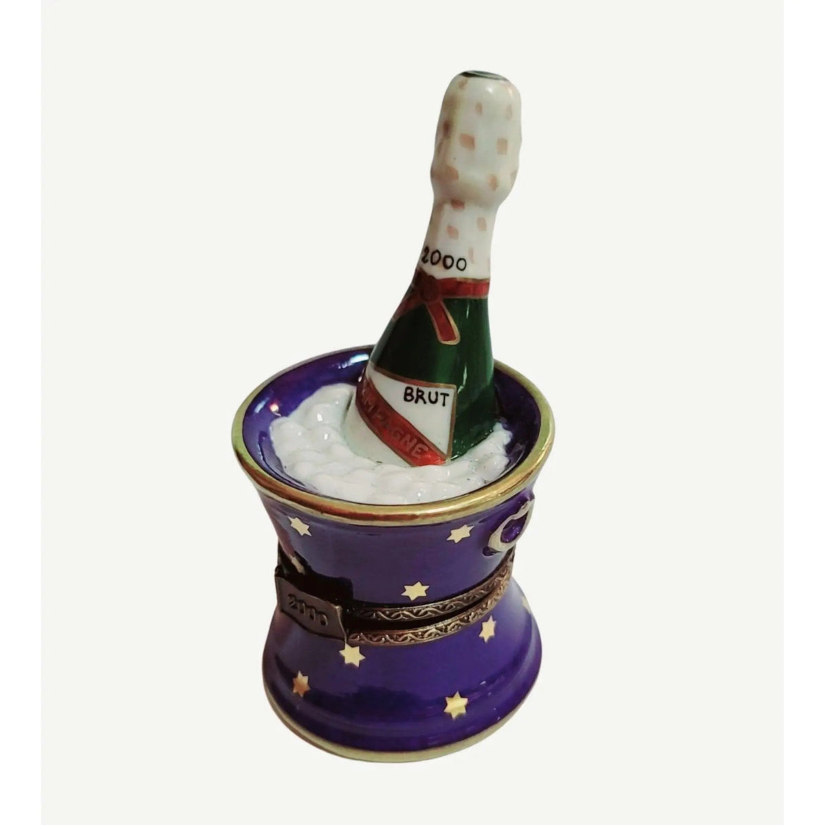 Fine art lovers will admire this Blue Bucket of Brut Champagne on Ice Limoges box