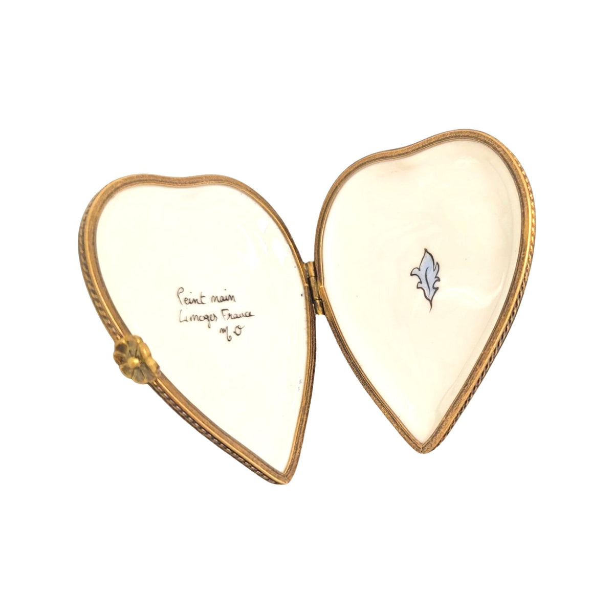 Blue Deco Heart Limoges Porcelain Art Object, view 2