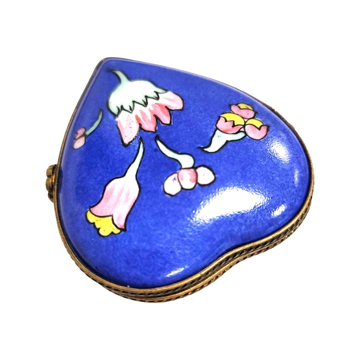 Blue Deco Heart Limoges Porcelain Art Object, view 3