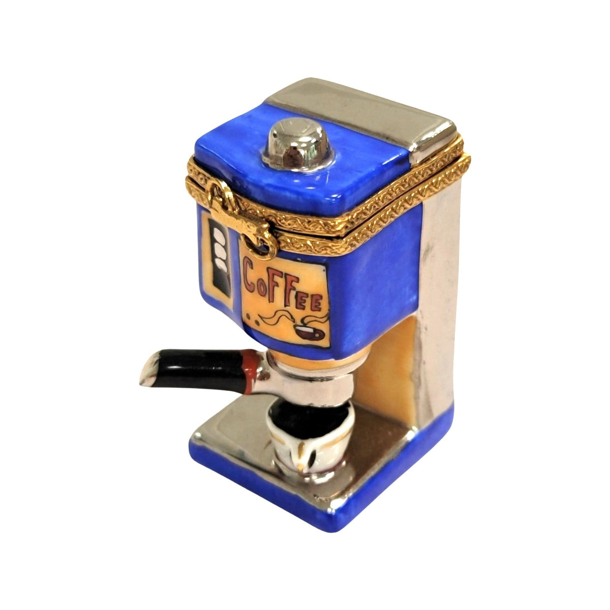 Blue Coffee Espresso Machine Limoges Box for Coffee Lovers, view 5
