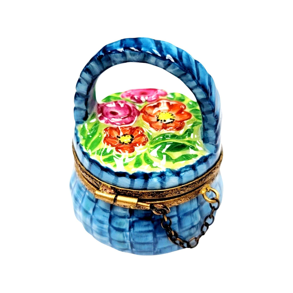Blue Flowers Basket Limoges Box, a hand-painted Limoges porcelain gift