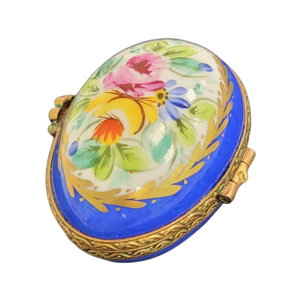 Blue Flowers Egg Limoges Porcelain, view 3