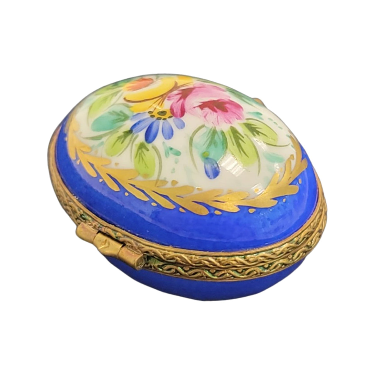 Blue Flowers Egg Limoges Porcelain, view 4