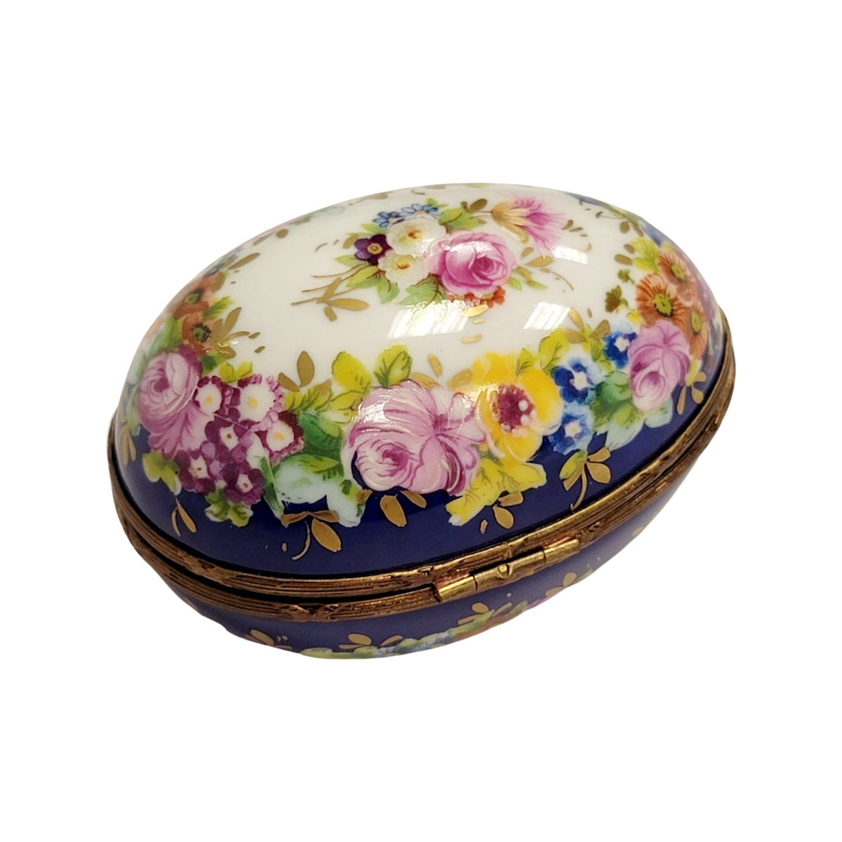 Blue Egg w Flowers Limoges Porcelain, view 7