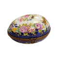 Blue Egg w Flowers Limoges Porcelain, a hand-painted Limoges porcelain gift