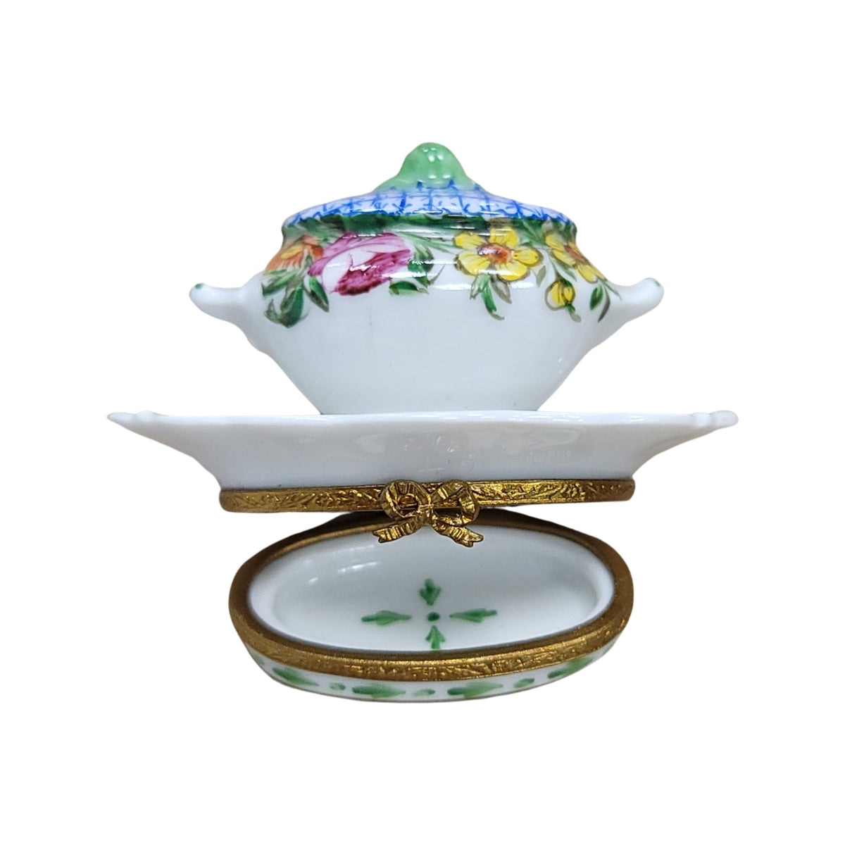Blue Flowered Soup Tureen Figurine, view 2