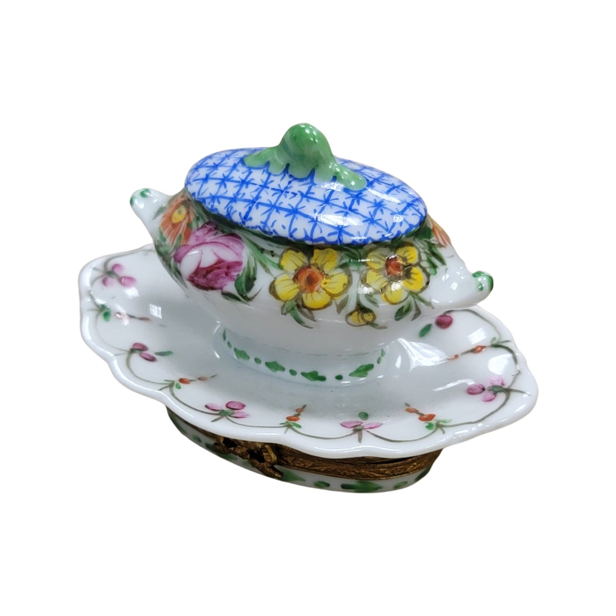 Blue Flowered Soup Tureen Figurine, view 3