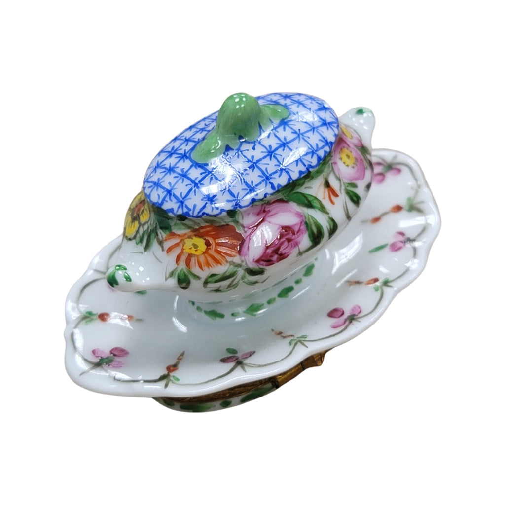 Blue Flowered Soup Tureen Figurine, view 4