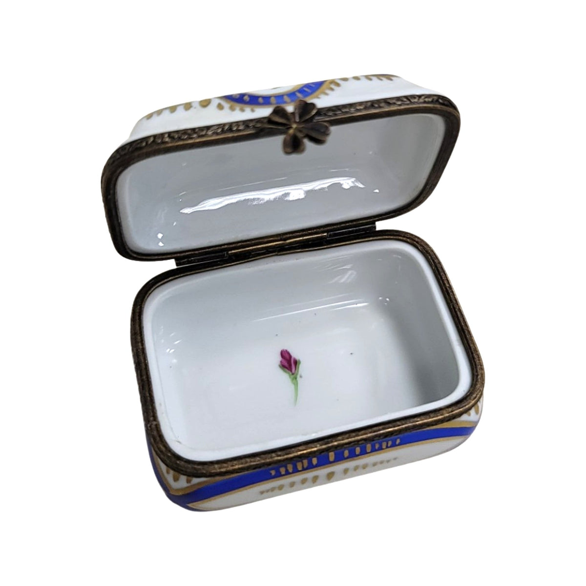 Blue Rectangle Limoges Porcelain Box for Collectors, view 2