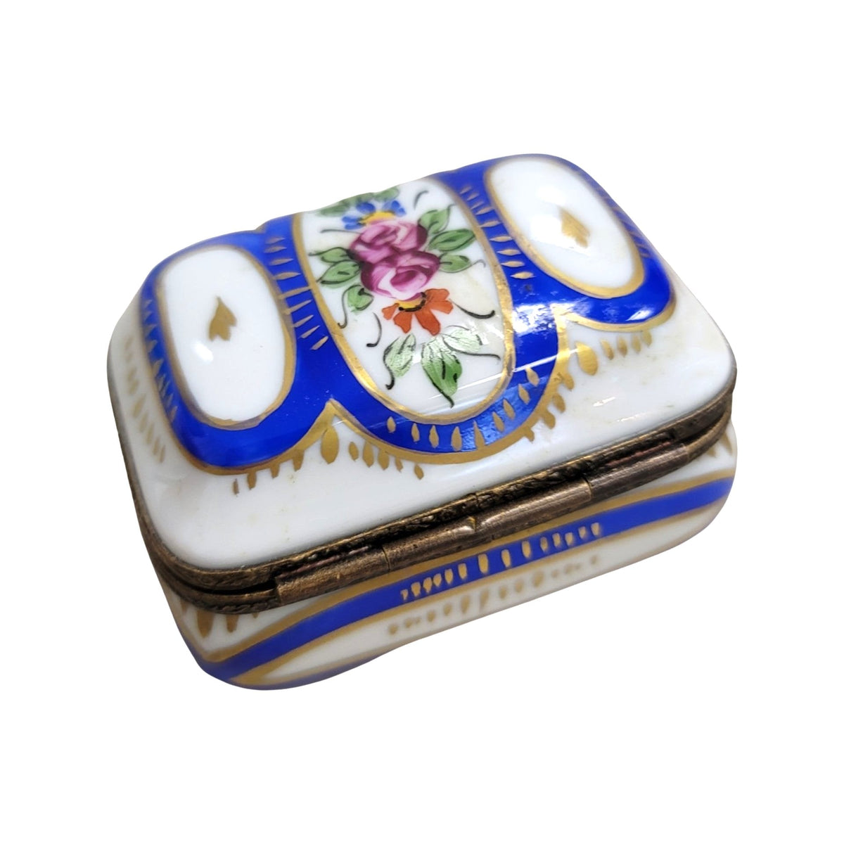 Blue Rectangle Limoges Porcelain Box for Collectors, view 3