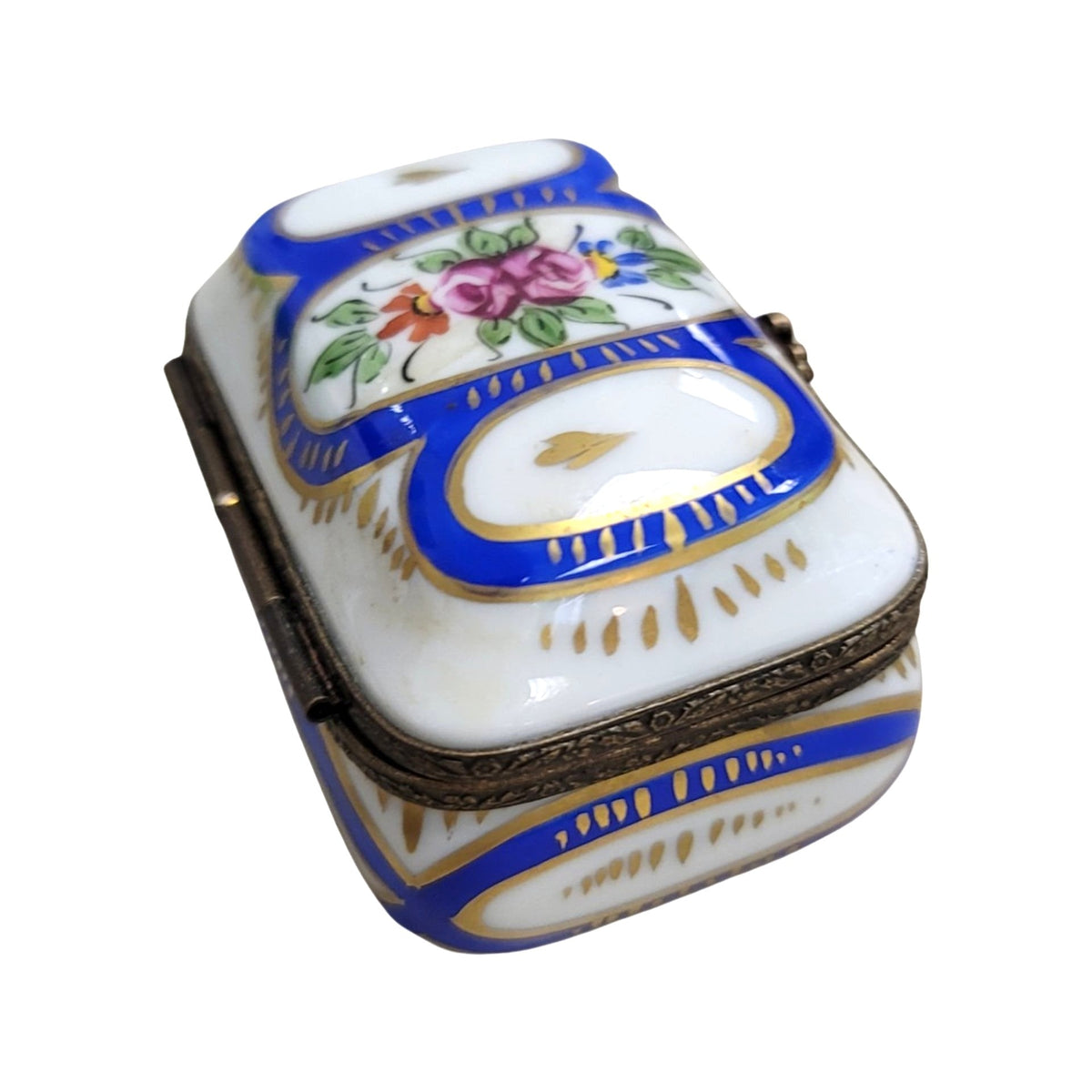 Blue Rectangle Limoges Porcelain Box for Collectors, view 4
