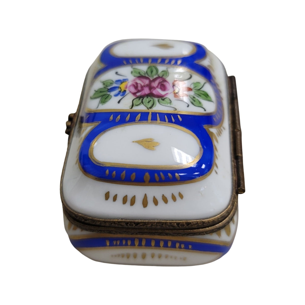 Blue Rectangle Limoges Porcelain Box for Collectors, view 5