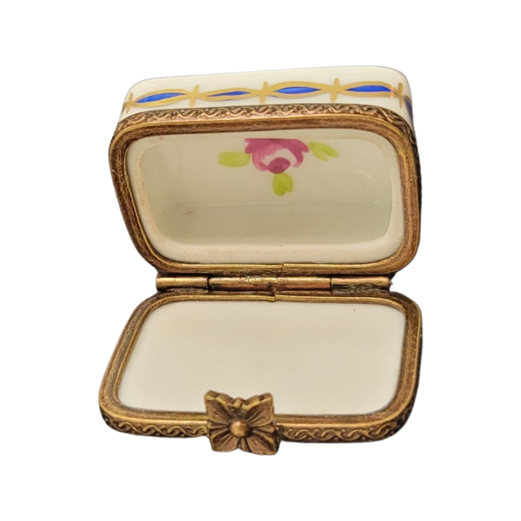 Blue Rectangle Flowers Limoges Porcelain Box, view 2