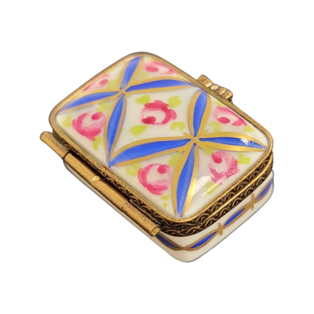 Blue Rectangle Flowers Limoges Porcelain Box, view 4