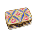 Blue Rectangle Flowers Limoges Porcelain Box, a hand-painted Limoges porcelain gift