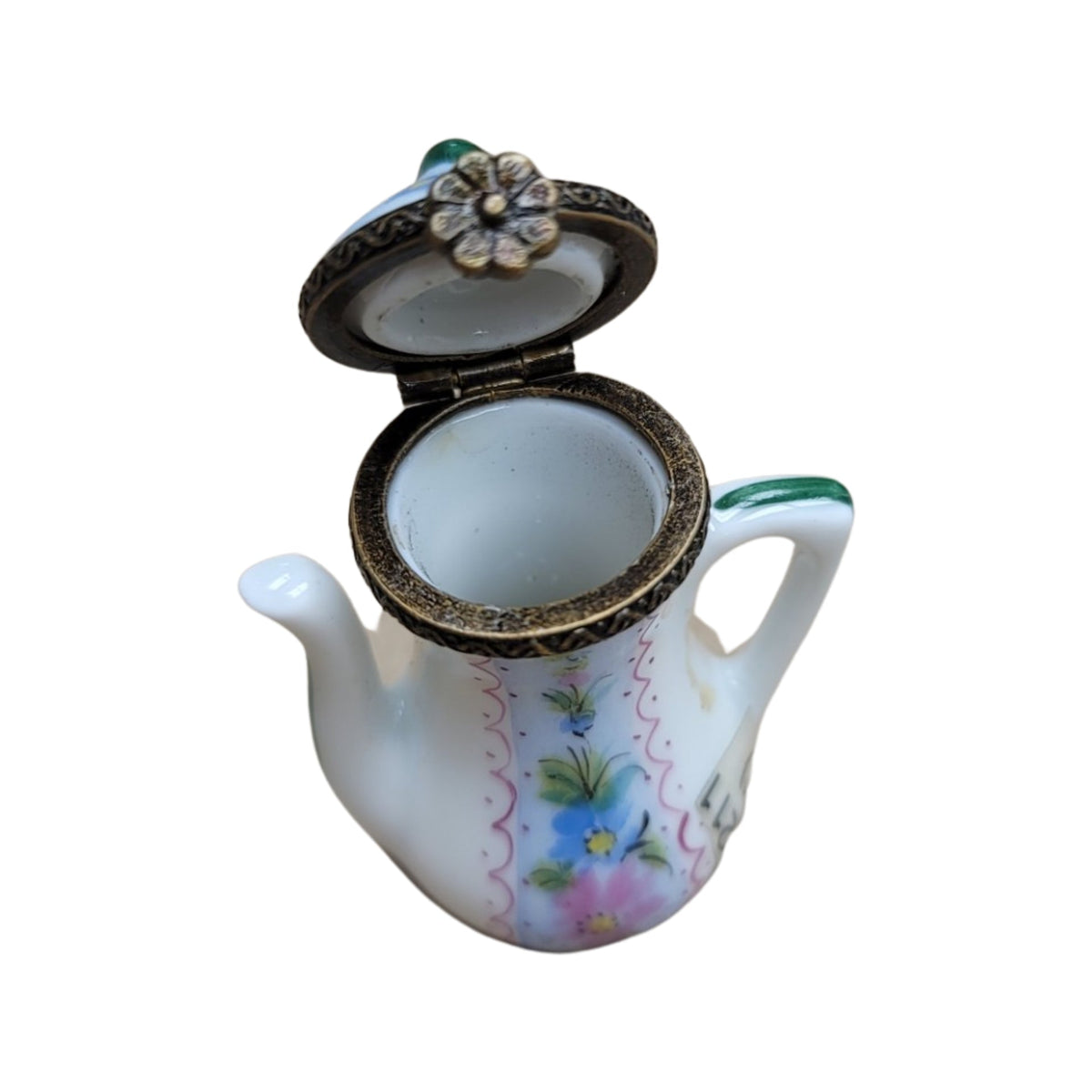 Teapot Blue Limoges Box Figurine, view 2