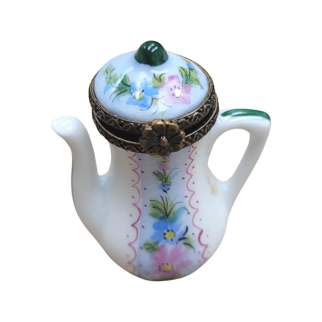 Teapot Blue Limoges Box Figurine, a hand-painted Limoges porcelain gift