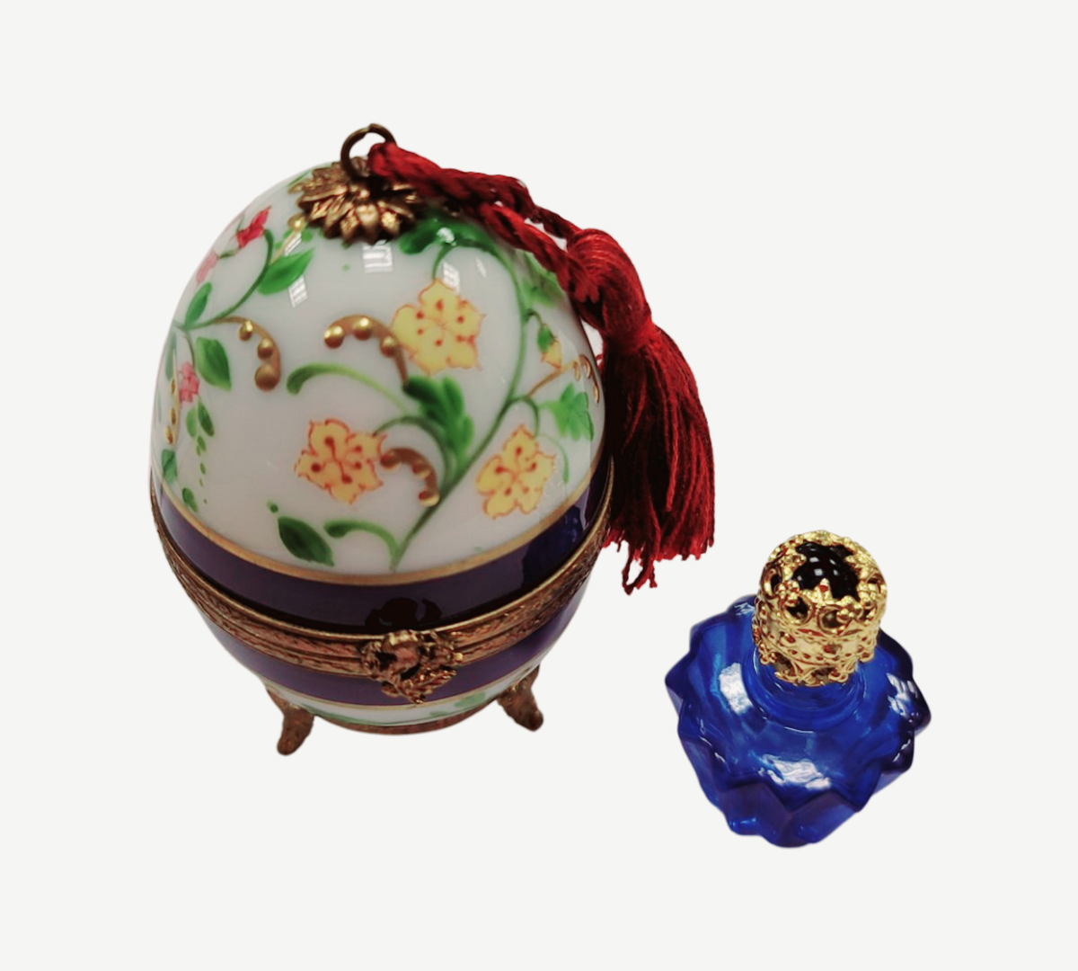 Blue Flowers Egg with Perfume Limoges box, an heirloom-quality piece for collectors