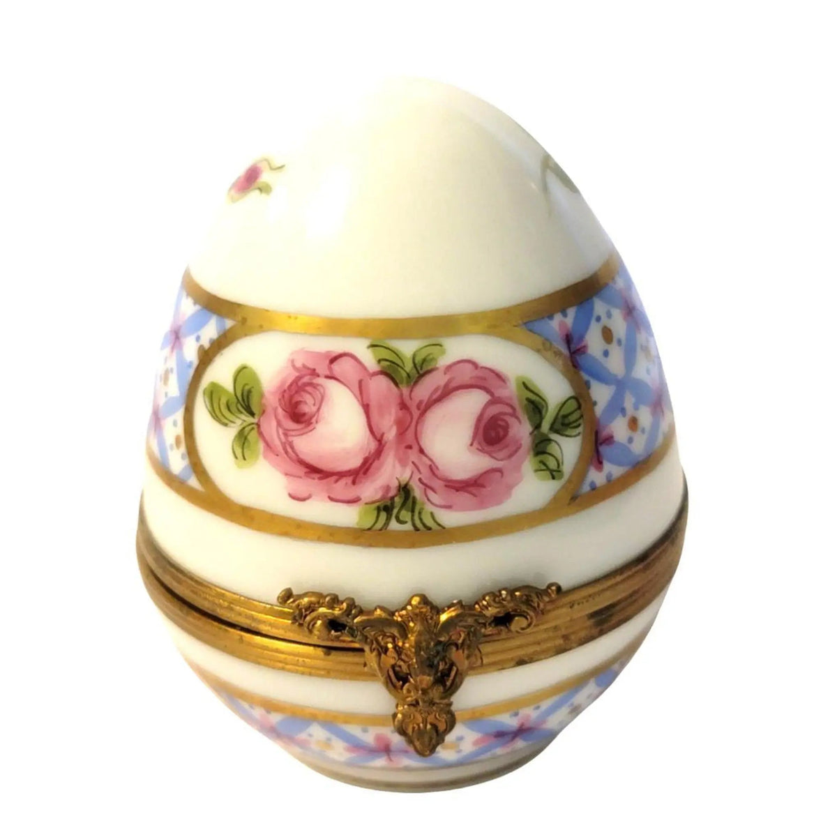 Blue W Roses Egg F D Limoges Box, view 11
