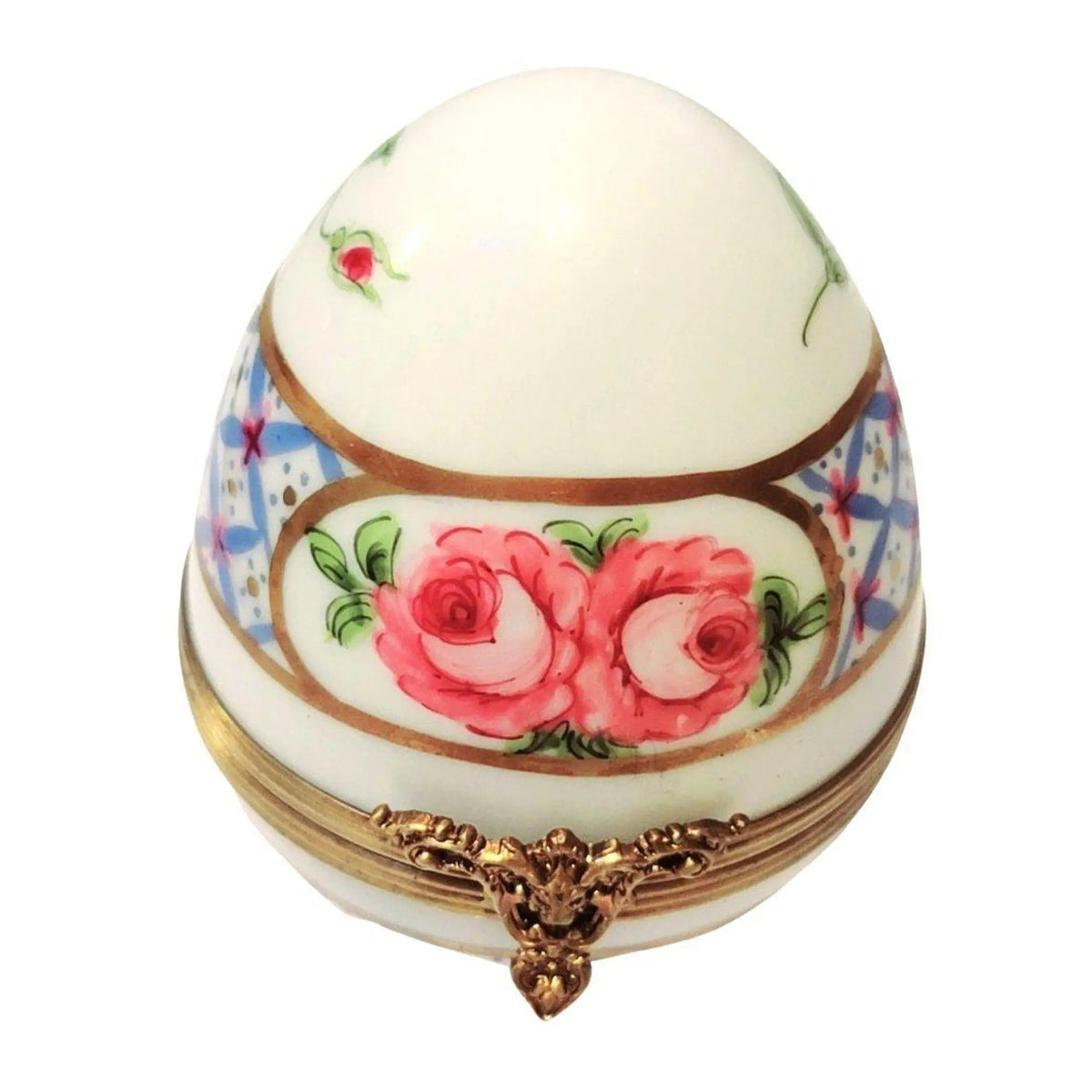 Blue W Roses Egg F D Limoges Box, view 12