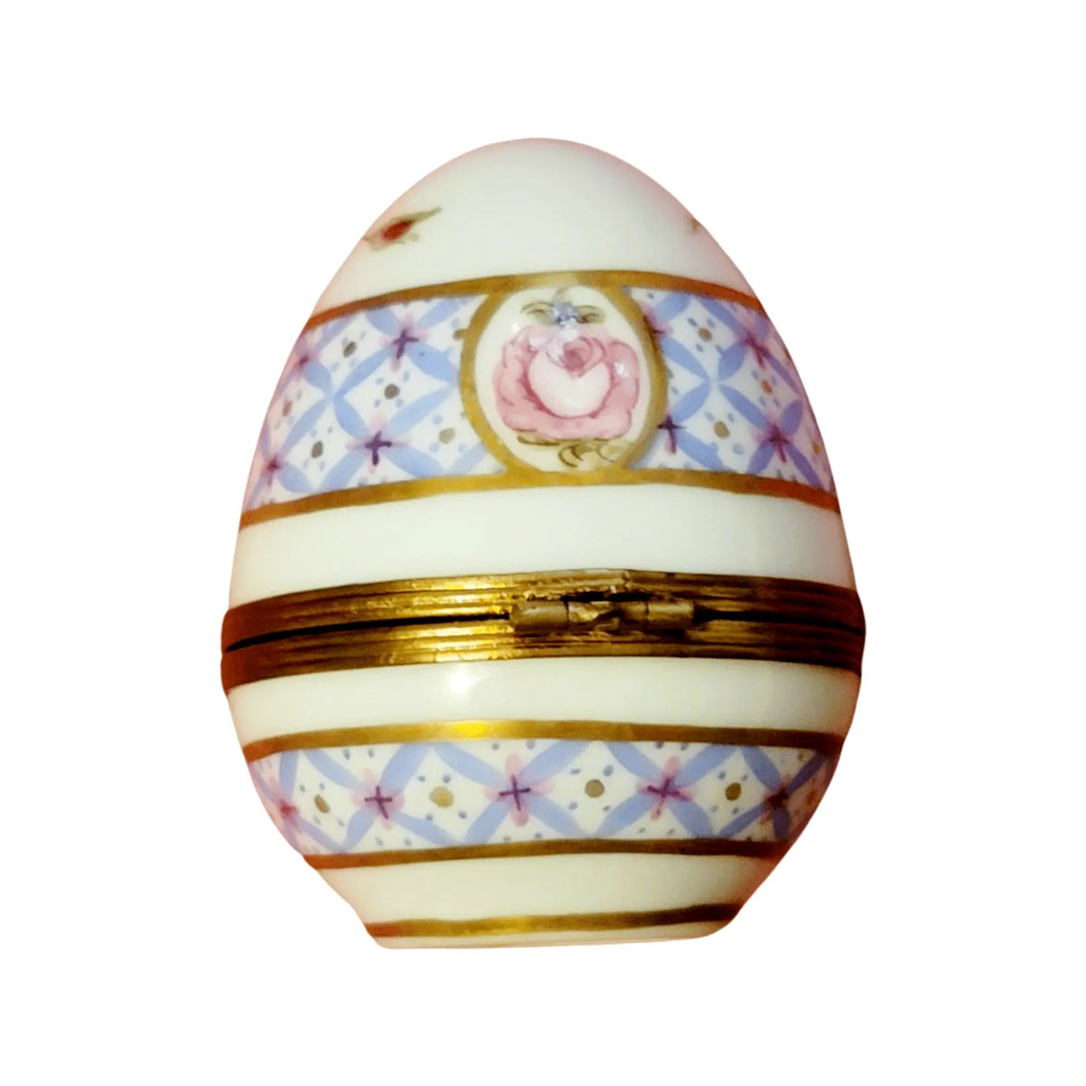 Blue W Roses Egg F D Limoges Box, view 14