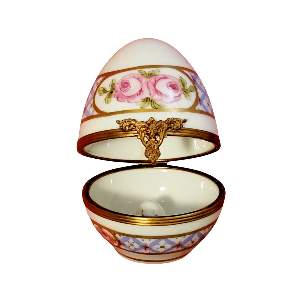 Blue W Roses Egg F D Limoges Box, view 2