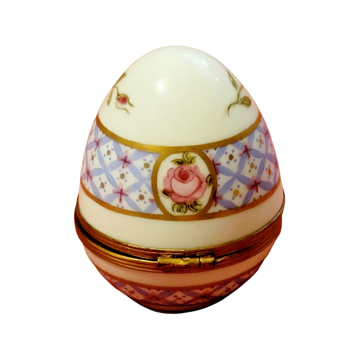 Blue with Roses Egg F D Limoges box painted by hand in Limoges, France, a gift to treasure