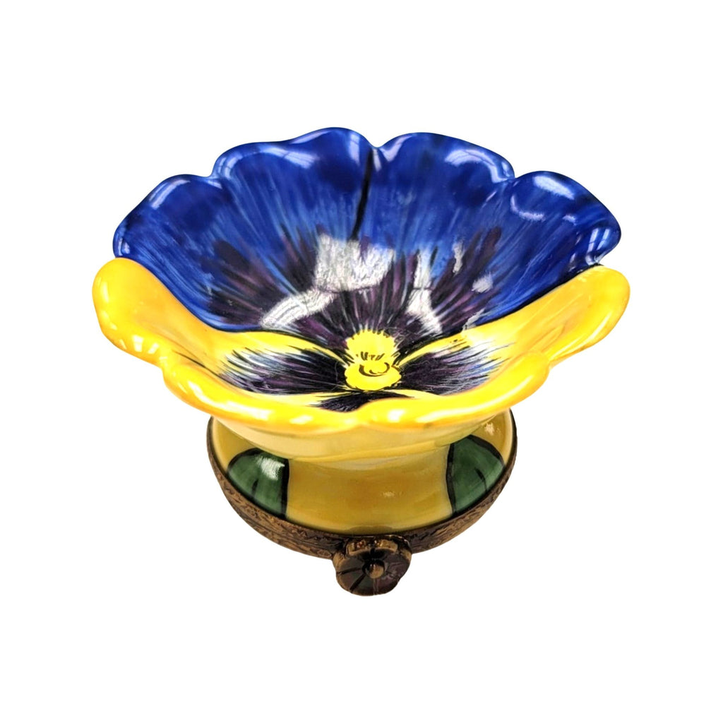 Blue Open Flower Bud Limoges Box, a hand-painted Limoges porcelain gift