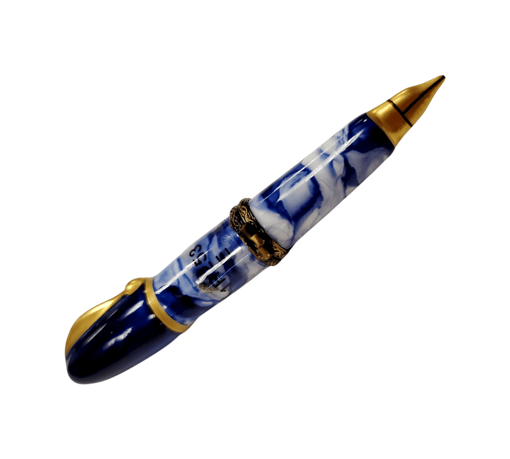 Blue Fountain Loupe Pen Limoges Box Figurine, a hand-painted Limoges porcelain gift