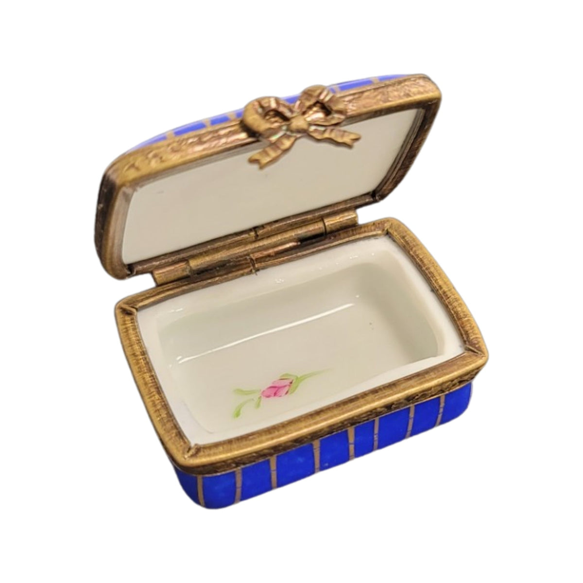 Blue Rectangle Limoges French Porcelain Box, view 2