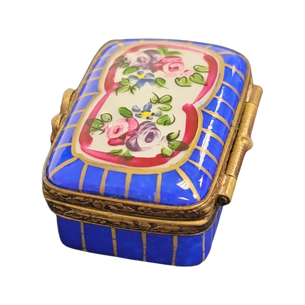 Blue Rectangle Limoges French Porcelain Box, view 3