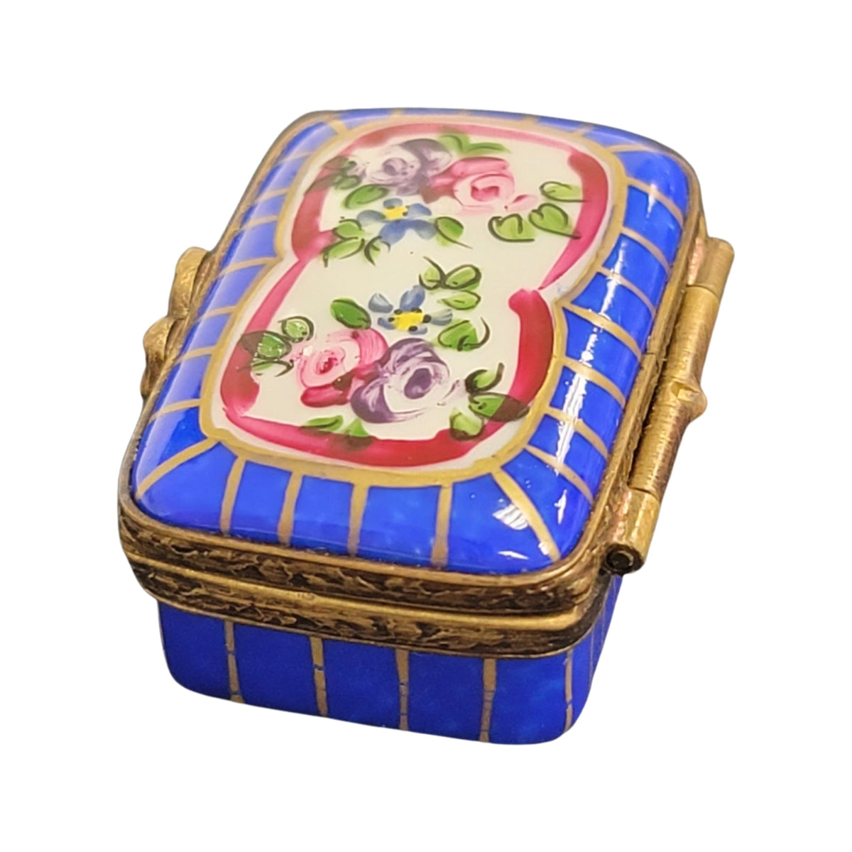 Blue Rectangle Limoges French Porcelain Box, view 3