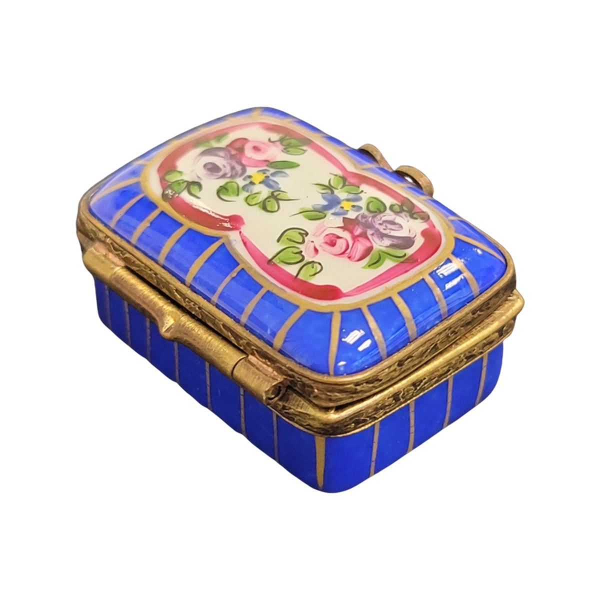 Blue Rectangle Limoges French Porcelain Box, view 4