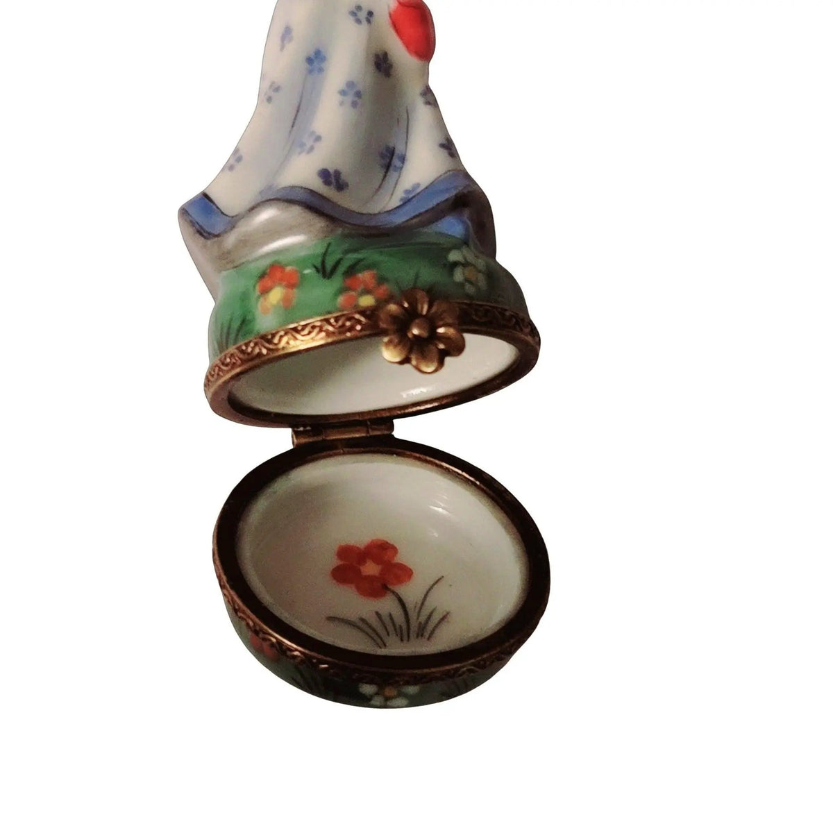Hand-painted Woman Umbrella Parasol Blue Monet Limoges box, French artistry for lovers of fine art