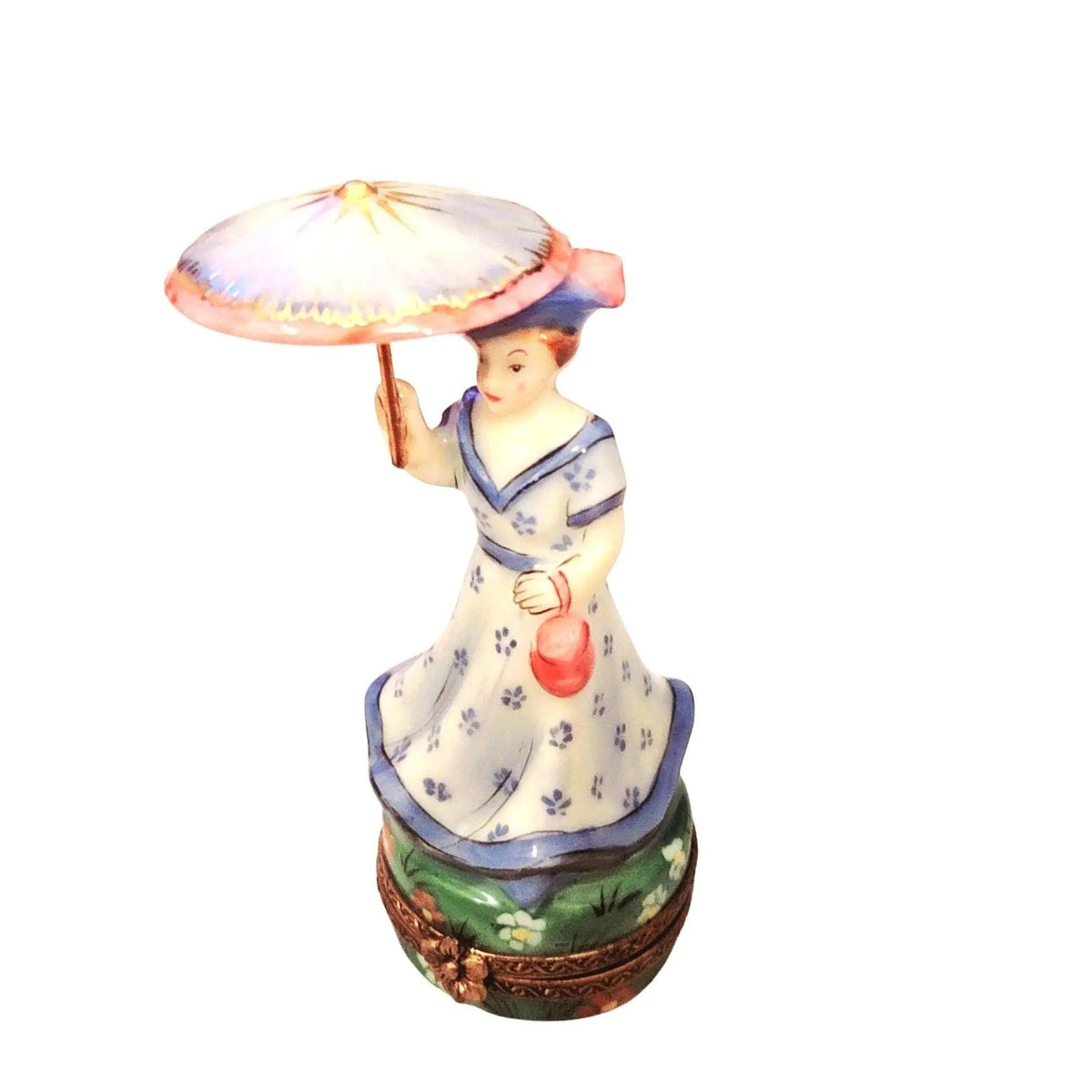 The Woman Umbrella Parasol Blue Monet, a Limoges keepsake with true French charm